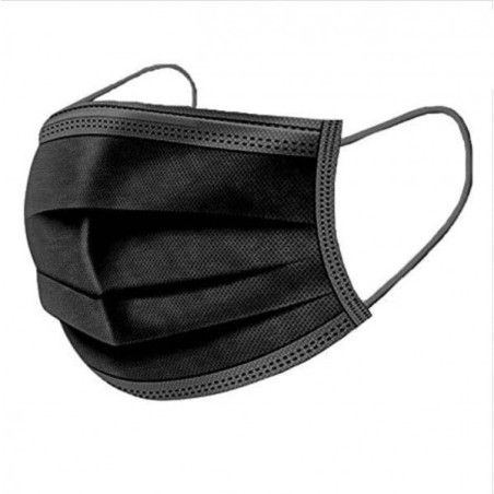 Zwarte maskers - Wegwerpmaskers 3 P Zwart - Doos met 50 maskers