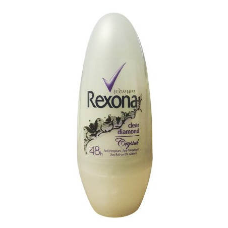 Rexona - Déodorant Roll-On Crystal Clear Diamond Plastic 50 ml - Femme