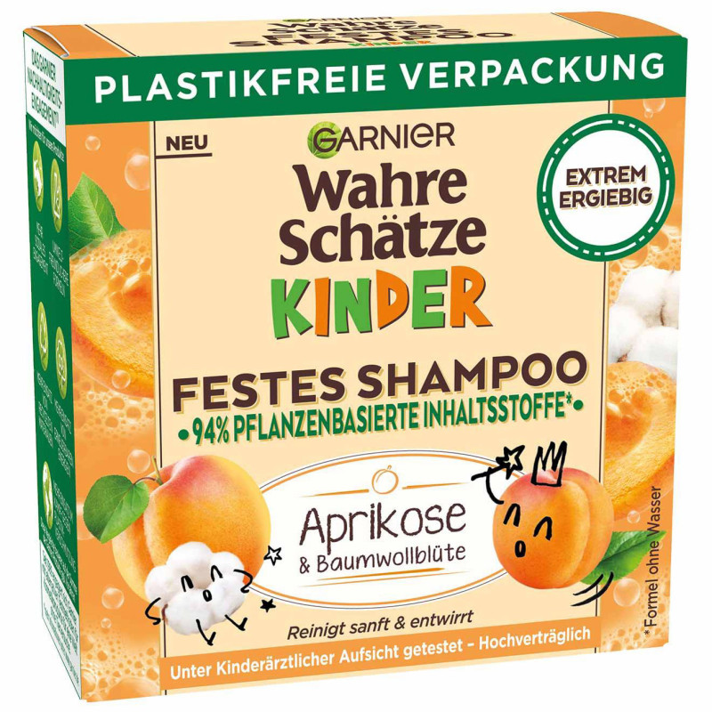 Festes Aprikosen- und Baumwollblumen-Shampoo für Kinder - Garnier Festes Aprikosen- und Baumwollblumen-Shampoo für Kinder - Garnier