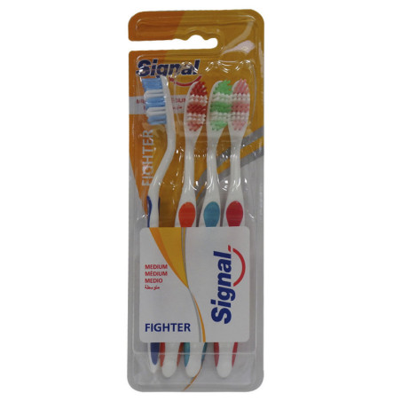 Fighter Medium Toothbrushes 4 pcs - Signal