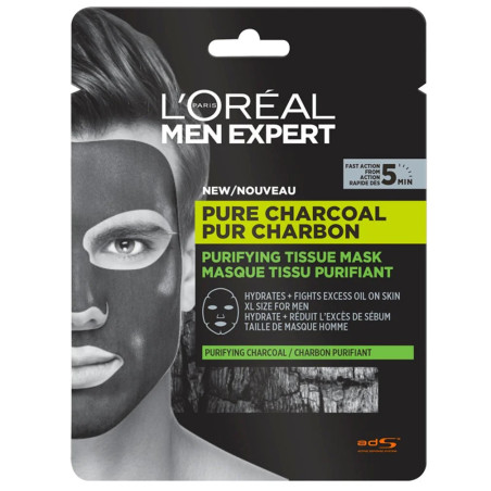 Masque Tissu Purifiant Visage Charbon Pure Men Expert