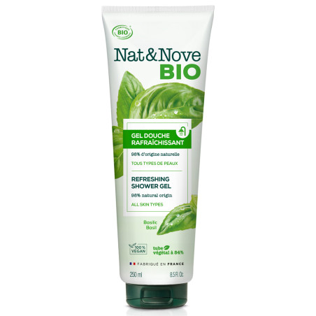 Refreshing Shower Gel - Organic Basil 250ml - Nat & Nove Bio