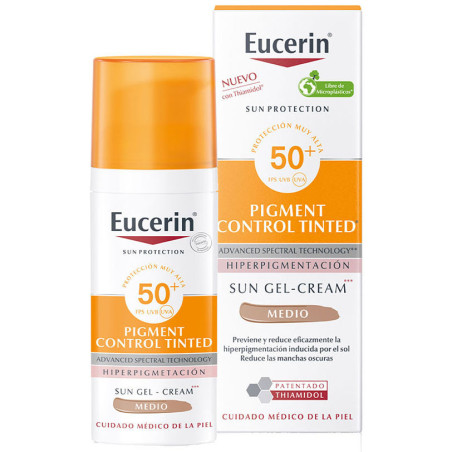 Crema Gel Solar con Color Control de Pigmentación SPF 50+ Medio - Eucerin