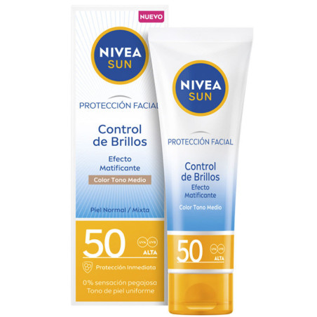 Sonnenschutz fürs Gesicht Glanzkontrolle Mattierend LSF50 - Medium 40 ml - Nivea Sun