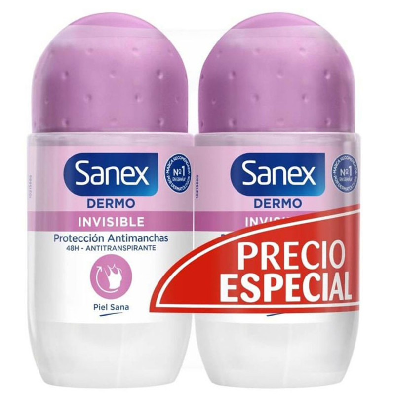 Desodorante Roll-on Dúo Dermo Invisible 2 x 50 ml - Sanex