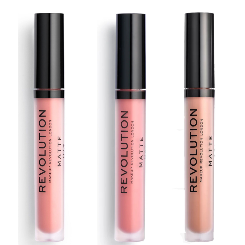 Set van 3 Matte Lipgloss - 113 Heart Race / 114 White Wedding / 121 Head-Turner - Revolution