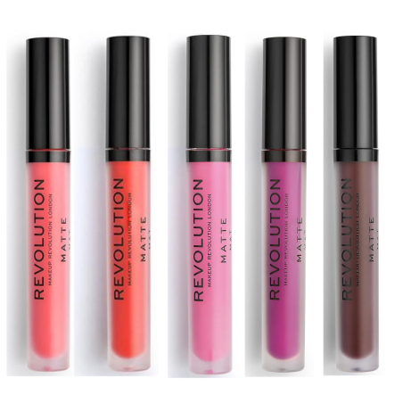 Lot de 5 Gloss à Lèvres Matte - 130 Decadence/ 133 Destiny/ 148 Plum/ 145 Vixen/ 139 Cutie - Revolution