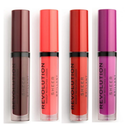 Lot of 4 Sheer Brilliant Lip Glosses - 148 Plum/ 130 Decadence/ 145 Vixen/ 134 Ruby  - Revolution