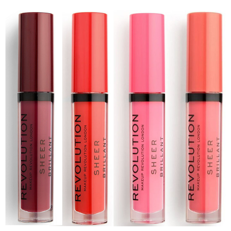 Lot of 4 Sheer Brilliant Lip Glosses - 147 Vampire/ 132 Cherry/ 139 Cutie/ 138 Excess  - Revolution