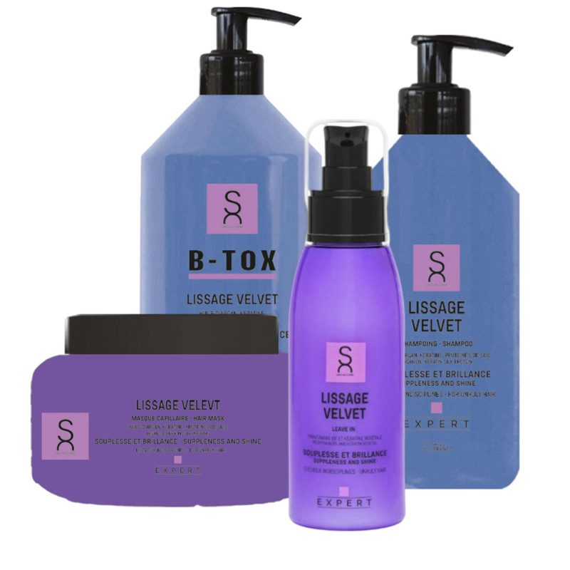 Velvet Smoothing Care Set - Shampoo 500ml - Masker 500ml - B-Tox 1000ml - Leave-In 100ml - Sacha Care