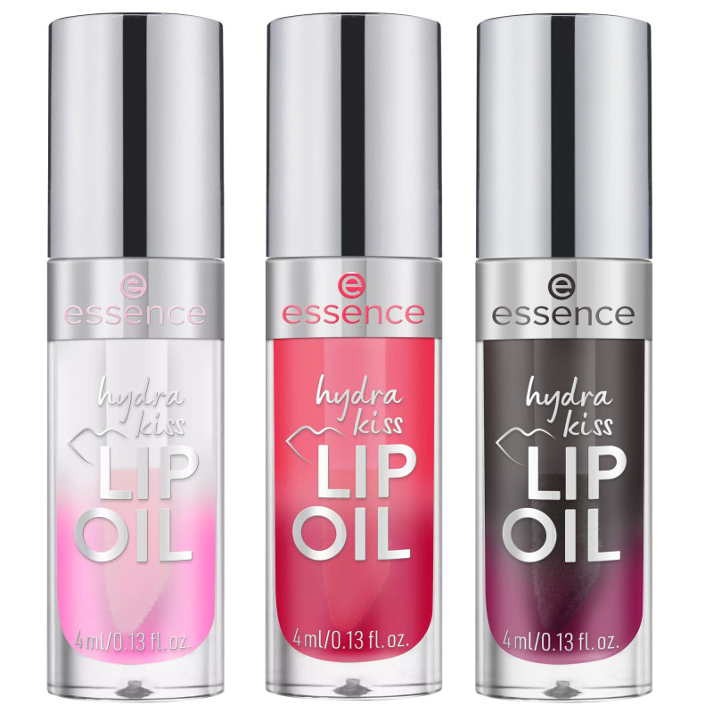 Set van 3 Hydra Kiss Lipoliën - 01 Kiss From A Rose - 03 Pink Champagne - 05 Midnight Mystery - Essence