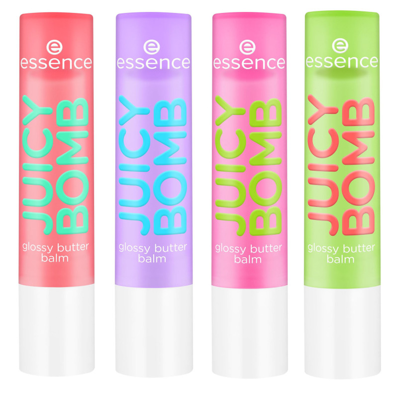 Set aus 4 Juicy Bomb Lip Balms - 01/02/03/04 - Essence